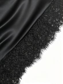 TaskSense European American Style Casual Sexy Single Lace Patchwork Camisole Camisole Women's Base Layer Top Going Out Dark Brown Summer - Black - View 6