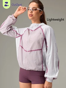OutZeal Women Sun-Proof Jacket Hiking Camping Travel UV Protection Lightweight Hooded Zip Up Outdoor Jacket Summer Spring - Pink - View 1