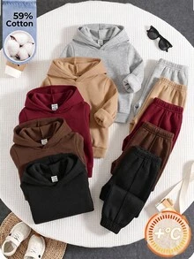 SHEIN 5件裝小男孩兒童休閒學院風舒適時尚簡約實用百搭裝飾款柔軟舒適加厚運動長褲 - 彩色 - 查看 1