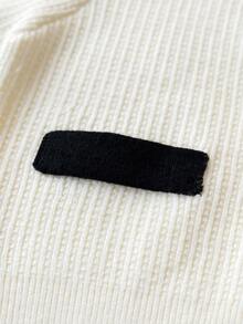 6個月至3歲女嬰拼色圓領針織開襟衫配百褶裙2件套，蝴蝶結領飾口袋設計，甜美春夏/秋冬戶外毛衣套裝 - 白色 - 查看 7