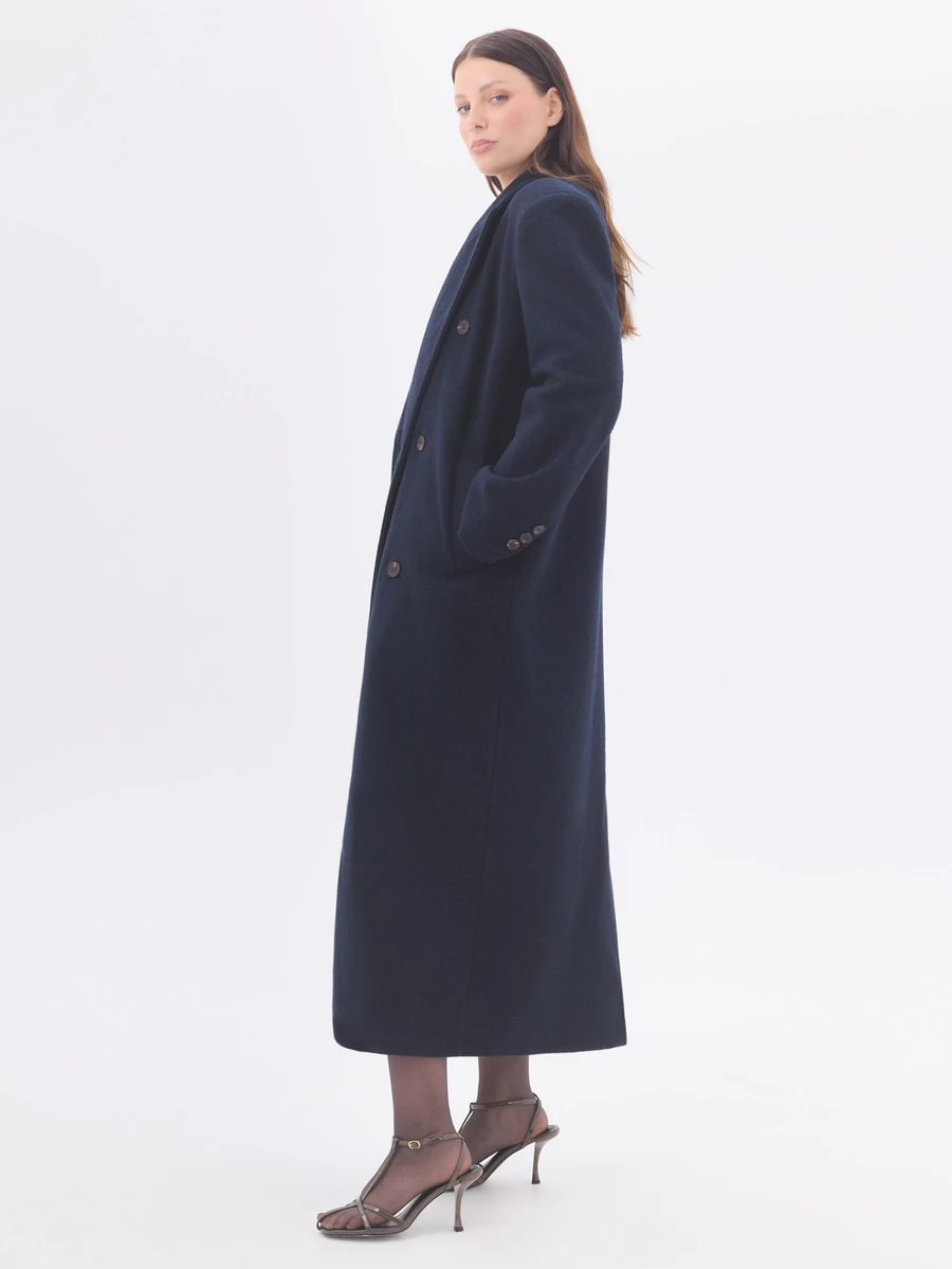 KÆRIA Hus Double-Breasted Maxi Coat - Heavyweight Heritage Coating - Navy - Winter Layering, Capsule Wardrobe - Black - View 1