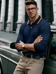 Manfinity Homme Men's Casual Versatile Daily Wear Polo Shirt - Royal Blue - View 5