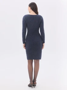 KÆRIA Hus Boat Neck Dress - Plush Textured Wool-Blend Knit - Navy Marle - Cosy Winter Layering, Long Sleeve - Dusty Blue - View 2