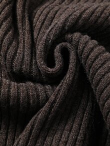 GlowEve CURVE Plus Size Women's Double-Breasted Round Neck Long Sleeve Grey Versatile Autumn/Winter Cardigan Office Casual Elegant - Coffee Brown - View 4