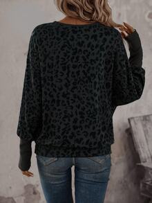 SHEIN LUNE 女款豹紋休閒日常長袖運動衫 - 彩色 - 查看 7