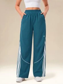OutZeal Women Sports Pants Casual Gym Workout Lightweight Elastic Waist Straight Leg Pants - Teal Blue - View 5
