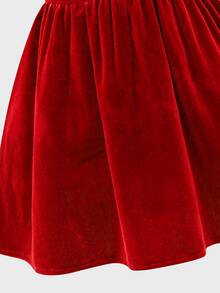SHEIN 女童深酒紅色休閒純色洋裝 - 紅色 - 查看 7