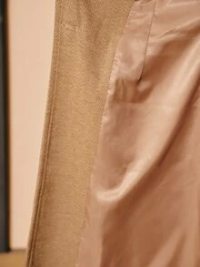 MOTF PREMIUM WOMEN'S LONG SLEEVE DOUBLE-BREASTED LAPEL ELEGANT COAT, AUTUMN/WINTER - Khaki - View 3