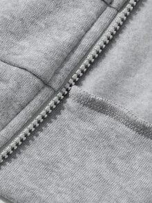 DAZY Vintage Napoleon Court Style Distressed Button Hooded Sweatshirt - Grey - View 6
