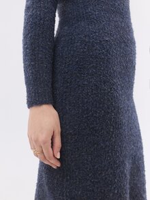 KÆRIA Hus Boat Neck Dress - Plush Textured Wool-Blend Knit - Navy Marle - Cosy Winter Layering, Long Sleeve - Dusty Blue - View 7