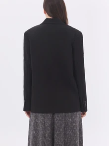 KÆRIA Hus Relaxed Single-Breasted Suit Blazer - Refined Tailoring - Black - Lined, Winter Layering, Workwear - Black - View 2