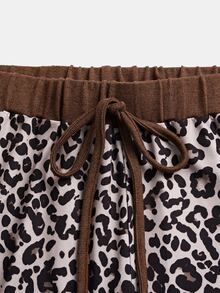 Selianne Women's Leopard Print Camisole, Cardigan And Long Pants Casual Set - Coffee Brown - View 4