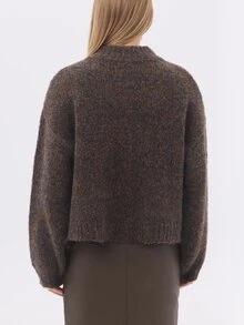 KÆRIA Hus Patch Pocket Cardigan - Soft-Touch Heritage Nep Knit - Brown Marle - Heavyweight, Cosy Winter Layers - Brown - View 2