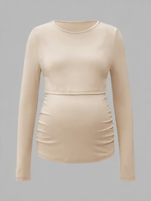 Modmama 孕婦圓領長袖哺乳上衣 孕婦裝 孕婦上衣 哺乳上衣 秋季 - 彩色 - 查看 9