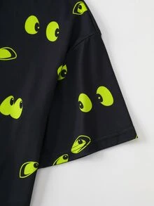SCOOBY-DOO X SHEIN Women's Letter Print Short Sleeve Nightgown - Black - View 4