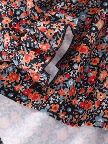 SHEIN 女童格紋梭織布長袖襯衫洋裝，附荷葉邊飾邊、腰帶與內搭褲套裝 - 彩色 - 查看 5