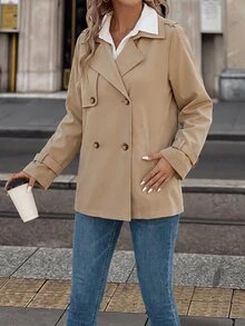 Editum Women's Street Fashion Button Long Sleeve Jacket Winter Outfit For Women - Khaki - View 7
