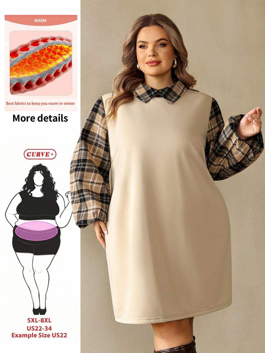 SHEIN CURVE+ كنزة صوفية مقاس كبير بياقة على شكل حرف V وأكمام طويلة مخططة، فيونكة خلفية، عيد الميلاد - متعدد الألوان - مشاهدة 1