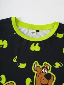 SCOOBY-DOO X SHEIN Women's Letter Print Short Sleeve Nightgown - Black - View 3