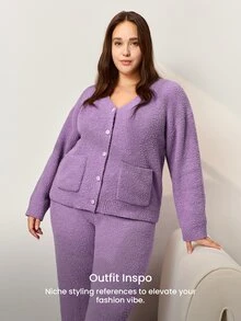 LUVLETTE Plus Size Pajama Sets - Purple - View 7