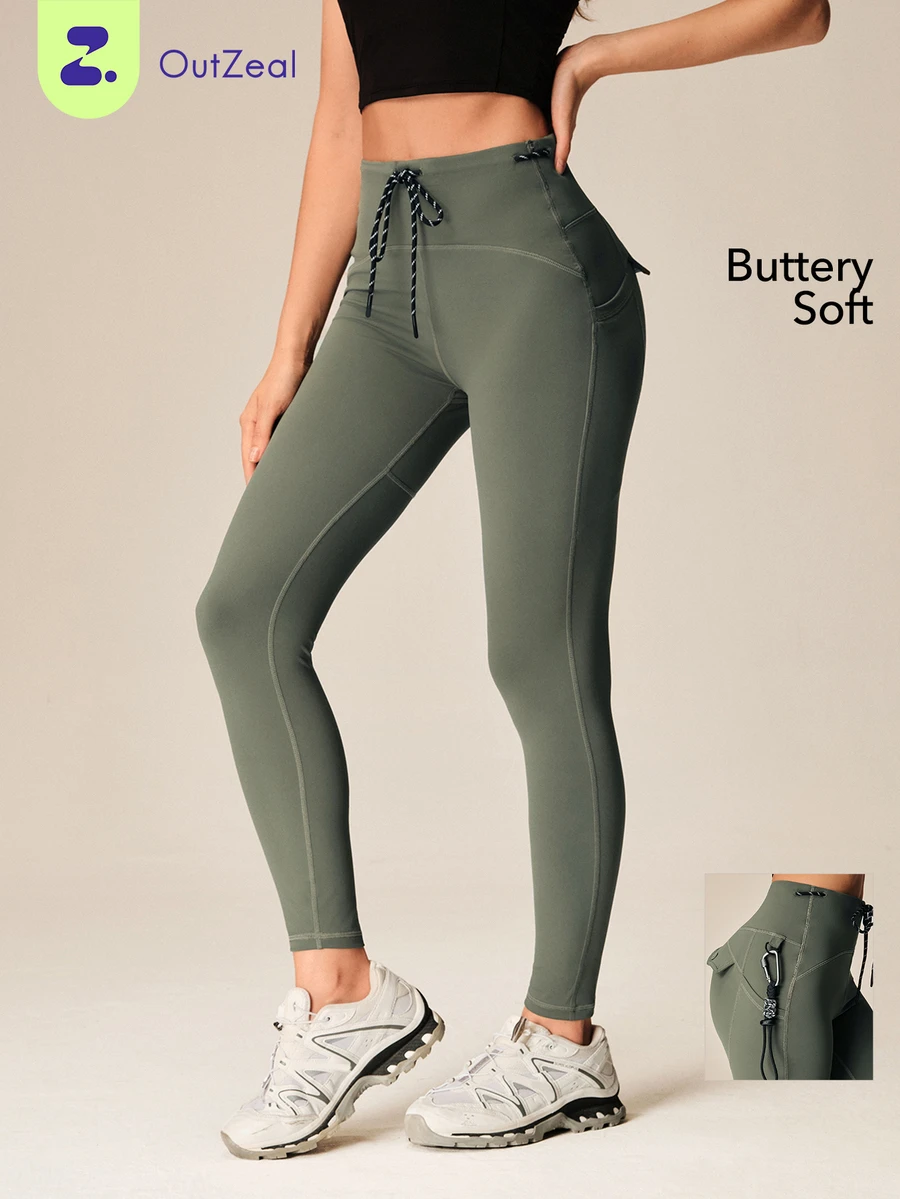 OutZeal Women Outdoor Leggings Hiking Workout Yoga UV Protection High Waist With Pockets - Green - View 1