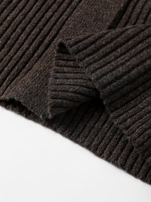 GlowEve CURVE Plus Size Women's Double-Breasted Round Neck Long Sleeve Grey Versatile Autumn/Winter Cardigan Office Casual Elegant - Coffee Brown - View 7