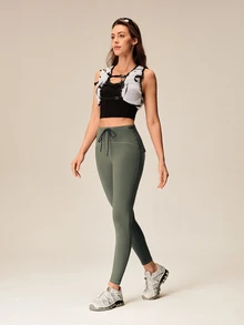 OutZeal Women Outdoor Leggings Hiking Workout Yoga UV Protection High Waist With Pockets - Green - View 6