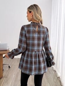 Easowa 女款格紋休閒百搭日常穿著襯衫 - 彩色 - 查看 2