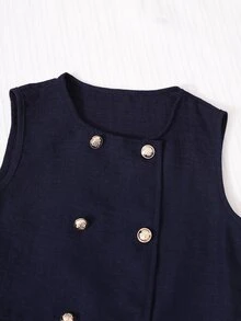SHEIN 女童休閒時尚背心與長褲兩件套，修身舒適，適合夏季日常通勤、海灘度假、戶外玩耍 - 黑色 - 查看 7