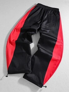 ROMWE MEN Street Life Men's Streetwear Patchwork Loose Fit Pants - Black - View 2