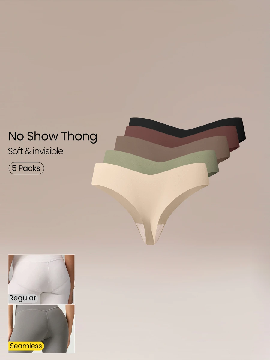 GLOWMODE 5-Pack Weekend Mode V-Cut Low-Rise Seamless Thongs Daily Casual Wear - Multicolor - View 1