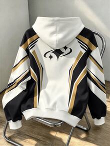 Daypath Men's Regular-Fit Long Sleeve Polyester Pullover Hoodie With Geometric Color Block Design For Streetwear - Multicolor - View 2