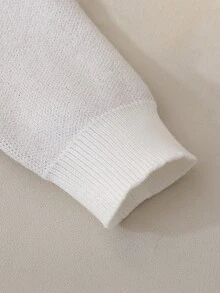 Bộ áo len tay dài trang trí nơ jacquard và chân váy xếp ly dệt kim cho bé gái tuổi teen - Màu Khaki - Xem 7