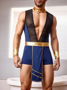 DrisQ DrisQ Men's Halloween Party Costume Role Play Blue Jumpsuit 4-Piece Set - Multicolor - View 1