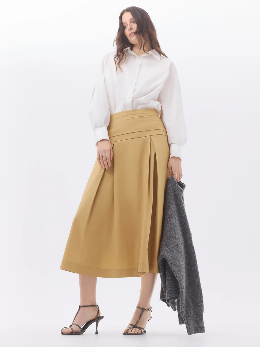KÆRIA Hus Blouson Sleeve Shirt - Premium Cotton - White - Button-Up, Statement Cuffs, Capsule Wardrobe, Workwear - White - View 1