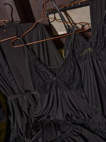 SilkySpell 5-Piece Lace Sexy Lingerie Set, Nightgown, Camisole, Shorts, Pants, Loungewear Set - Black - View 5