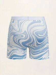 TOM & JERRY X SHEIN Men's Funny Print Boxer Briefs Square Underwear - Blue and White - View 2
