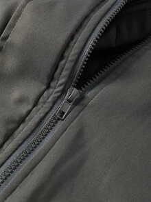 Easura Plus Size Autumn/Winter Long Sleeve Cinched Waist Long Padded Padded Coat - Dark Grey - View 11
