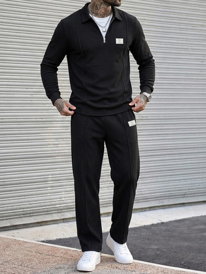 DAZY Conjunto de sudadera con media cremallera y pantalones para hombre, primavera/otoño