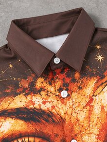ROMWE MEN Men's Angel Letter Print Streetwear Shirt - Multicolor - View 3