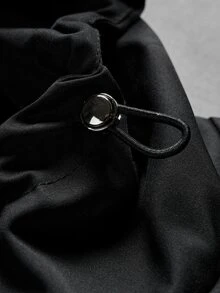 PAVTROS Men's Casual Zip-Up Drawstring Hooded Jacket, Short Streetwear Tech Windbreaker, Loose Fit Outerwear, Autumn/Winter - Black - View 4