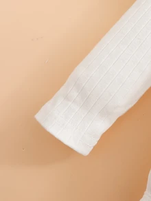 女嬰羅紋針織高領秋季連身衣 - 白色 - 查看 5