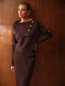 MOTF PREMIUM WOMEN'S BROWN SWEATER, ELEGANT AND EXQUISITE, AUTUMN/WINTER - Brown - View 7