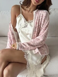 Livesso Women's Regular Fit Loose Casual Versatile Solid Pink Long Sleeve Button-Up Collar Jacket, Autumn/Winter - Pink - View 5