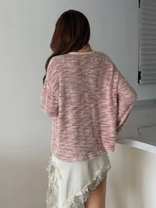 Livesso Women's Regular Fit Loose Casual Versatile Solid Pink Long Sleeve Button-Up Collar Jacket, Autumn/Winter - Pink - View 2