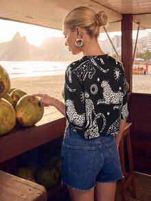 CAJUNI Women's Animal Print Casual Everyday T-Shirt - Black - View 2