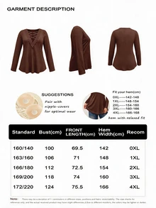 EMERY ROSE Plus Size Women's T-Shirt Elegant Sexy Casual Minimalist Commute Versatile Lace - Brown - View 3
