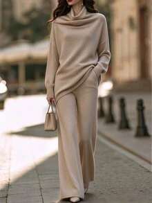 SHEIN Women Sweater Co-Ords - Khaki - View 6