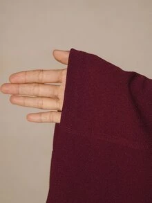 Poéselle Women's Solid Color V-Neck Slim Fit Versatile Daily Casual Sexy Blouse Date Night Night Out Burgundy - Burgundy - View 8