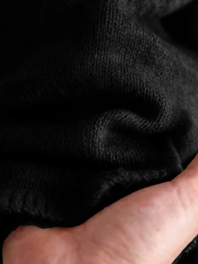 CosyJoli Áo cardigan len dệt kim phong cách vintage Pháp, viền bèo, màu trơn, cổ tròn, dáng rộng, tay dài, áo len mùa đông - màu đen - Xem 7